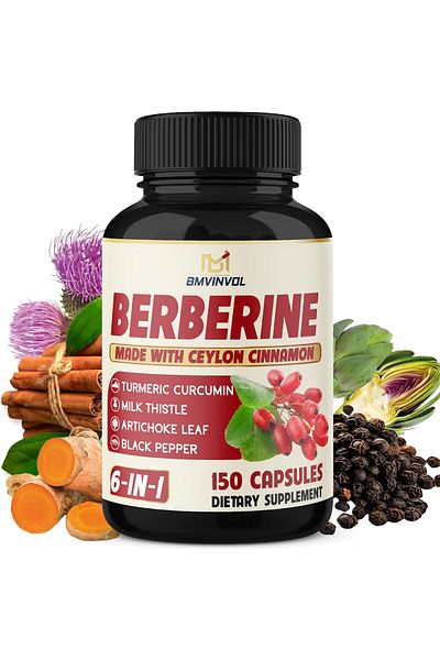 BMVINVOL Berberine Supplement Equivalent to 4700mg - 5 Months Supply - High Potency with Ceylon Cinnamon