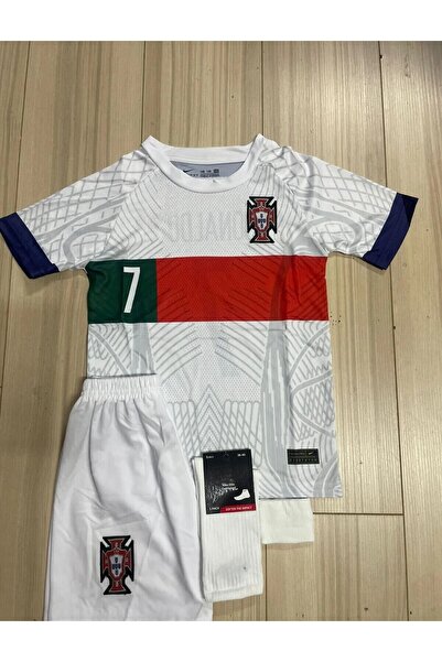 BYSPORTAKUS Portekiz 2022-23 Sezon Cristiano Ronaldo Deplasman Çocuk Forması 4'lü Set