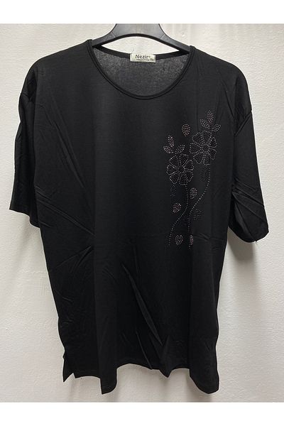 NEZİR Self-Stone Summer Spring Lycra Mother Women's Short Sleeve Bluz Combed Cotton