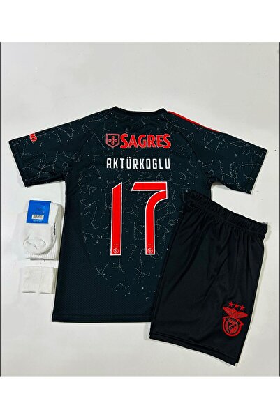 BREATHLESS Benfica 2024/25 Yeni Sezon Kerem Aktürkoğlu Deplasman Çocuk Forması 4'lü Set (BLACK)