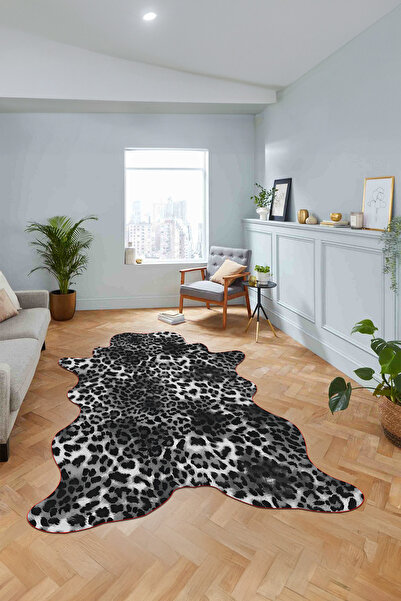 Viyana Home Dijital Baskılı Kaymaz Leopar Desen Lazer Kesim Yolluk Salon Halısı