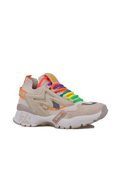 Trend Adımlar Beige Women's Colorful Rubber High Top Lightweight Padding Sneaker