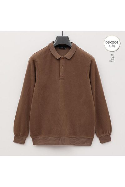 Dio Rise Tricotaj pentru bărbați cu gât polo Tricou subțire cu mânecă lungă - (M-2XL) - DS-2001 - Maro