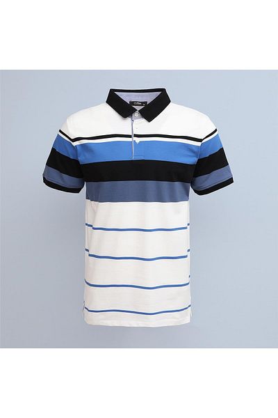 Dio Rise Men's Polo Neck Short Sleeve T-Shirt - (M-2Xl) - Plr-418 - White - Saks