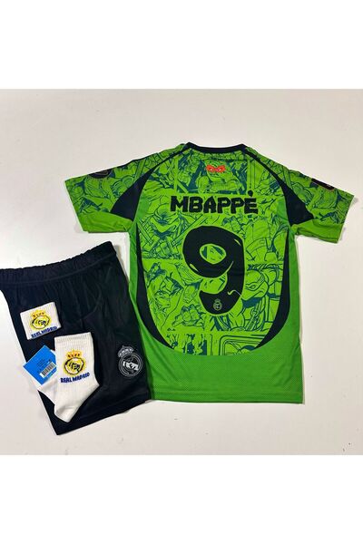 MONTENERO R.Madridd Kylian Mbappe Ninja Turtle Patterned Special Concept Kids Jersey Set of 4 (Emblem)