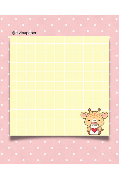 Elvina Paper Zürafalı Küp Not Kağıdı, 50 Yaprak, Memopad, To Do List, Bloknot...