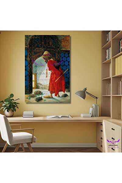 abartart Tekli Dikey Kanvas Osman Hamdi Bey Kaplumbağa Terbiyecisi Tablosu