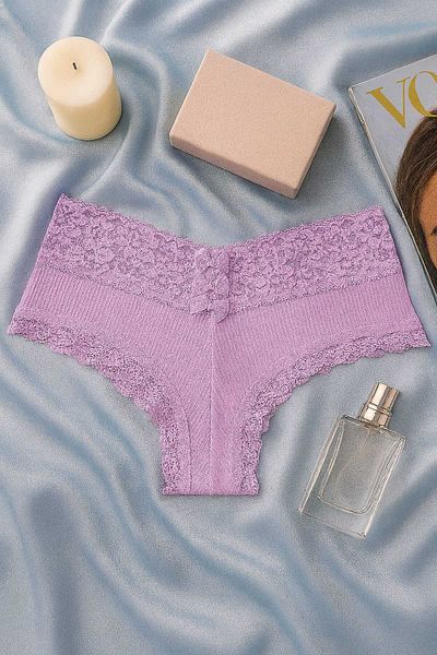 hepimiz alalım Women's 3 Pack Lace Slip Panties Set - Green, Pink, Blue - Soft and Stylish Underwear