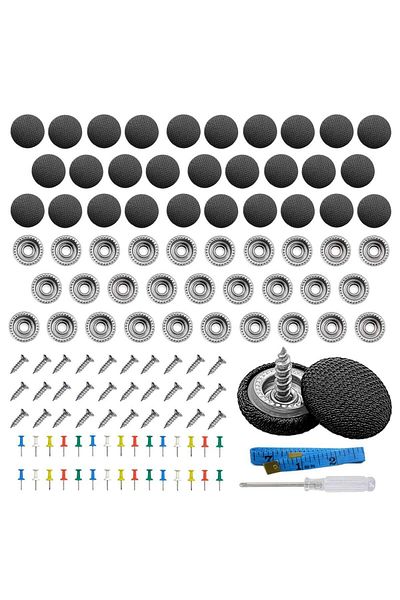 BLACK Car Roof Repair Kit with 30 Upholstery Buttons -