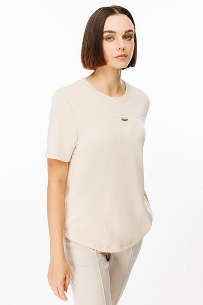 On Fashion One Line Zero Neck Short Sleeve Blouse with Chest