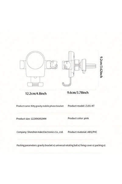 Hello Kitty Sanrio Cartoon Car Phone Holder, Pink Hello Kitty