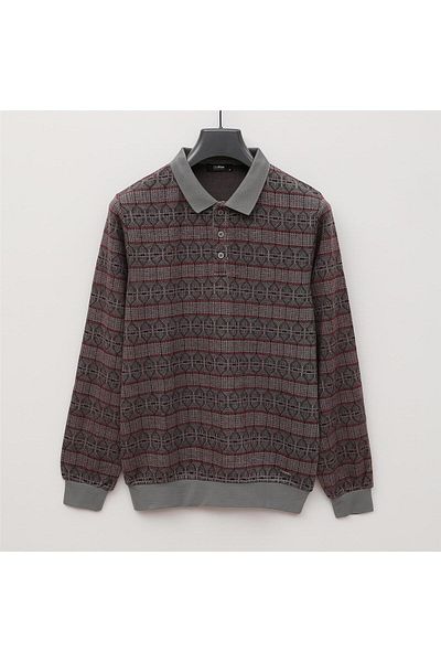 Dio Rise Tricou subțire cu mânecă lungă cu gât polo pentru bărbați - (M-2XL) - DIJ-2402 - Argintiu