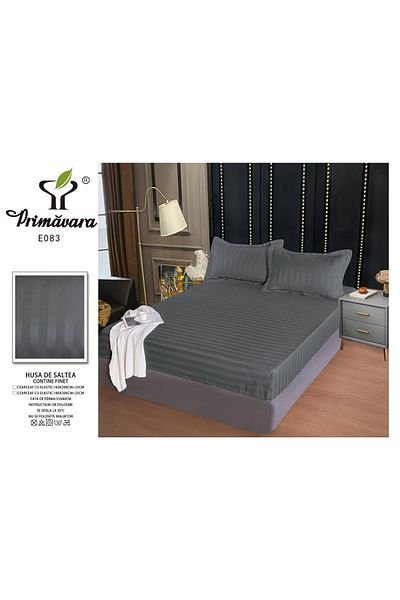 FIONNA.RO Satin Damask Duvet Cover 160x200cm - Ash Grey