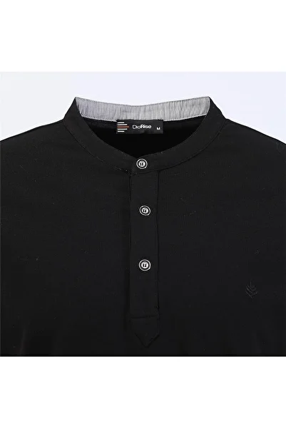 Dio Rise Men's Short Sleeve Judge Collar T-Shirt - Psi-169 - Black