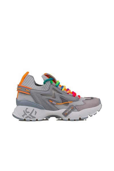 Trend Adımlar Gray Women's Colorful Rubber High Top Lightweight Padded Sneaker