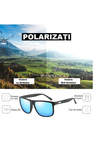 Hipolar Ochelari de Soare Polarizati clasa 3, Protectie UV 400, Lentila Negru Albastru HD12, OPRA Tactic
