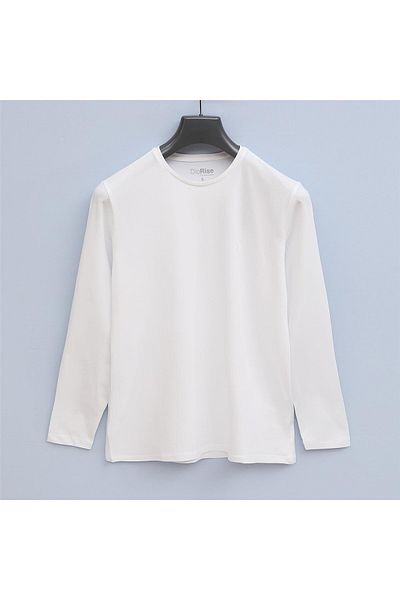 Dio Rise Men's Crew Neck Long Sleeve Slim T-Shirt - (S-2Xl) - Smu-108 - White