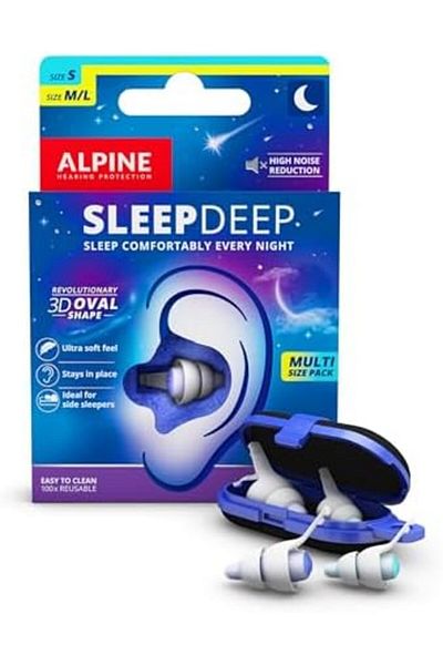 Alpine SleepDeep – Ear Plugs for Sleep - New 3D Oval Shape and Super Soft Reusable Noise Cancellin