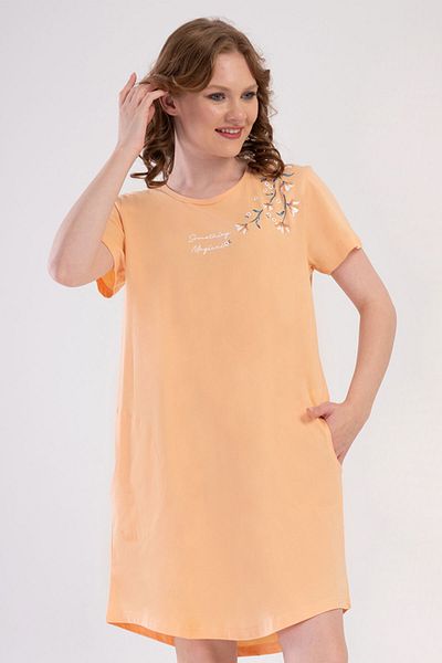 VİENETTA Cotton Women's Plus Size Short Sleeve Nightdress, 409203