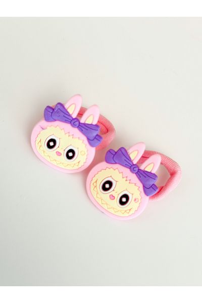 PURPLE'S BİR TUTAM MUTLULUK Labubu Figured Bow Detailed Mini Towel Baby Kids Rubber Buckle