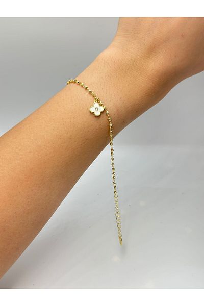 MyladyAccessoriess Topcuk and White Clover Detail Steel Bracelet