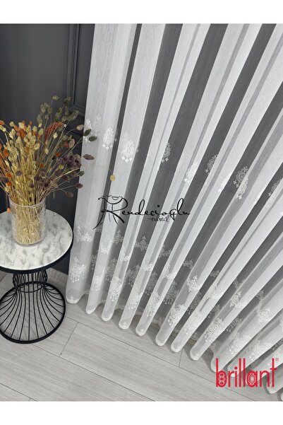Brillant Tül Perde Marka Bambu Zemin Serpme İşlemeli Armina Desen