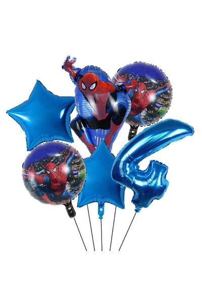 MFM Spiderman 4 Years Old Foil Balloon Set 6 Pcs Navy Blue