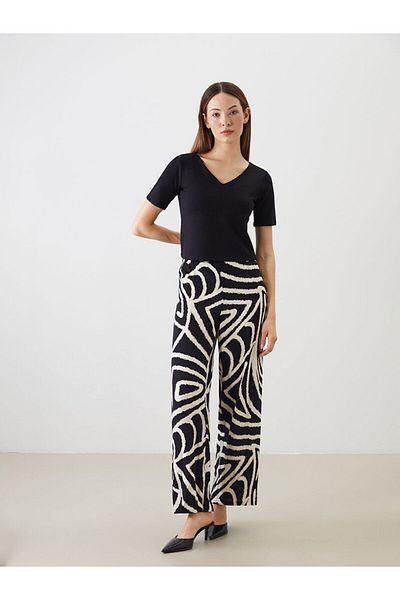 LC Waikiki Pantaloni de damă cu talie elastică cu model Wide Leg - S5PN73Z8