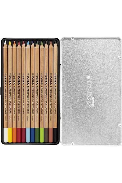Pazarcan Rembrandt Polycolor Crayons, 12'Li Metal Box