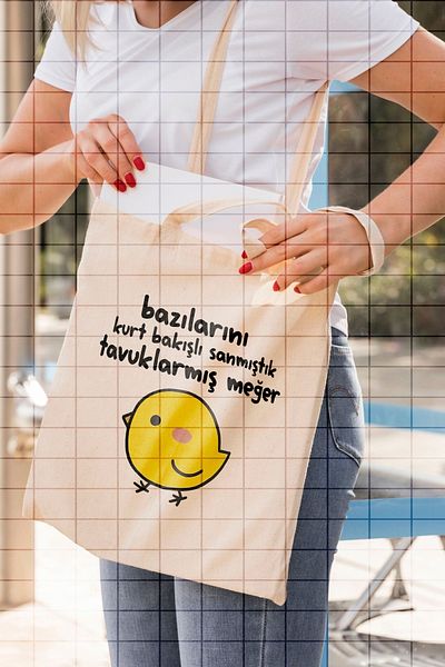 ÇELİKLER HEDİYE We Thought Some Were Wolf Look Chicken Printed Cloth Bag
