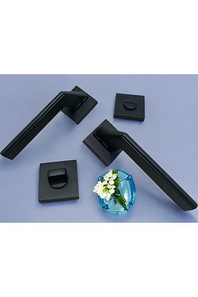 KOLDOOR Rivax Anka Matte Black Zamak Square Rosette Wc Bathroom Door Handle 1 Set