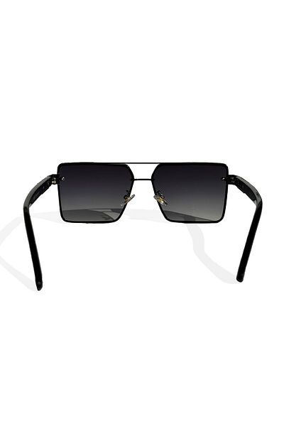 Markasepeti Original Wide Frame Color Stripe Square Sunglasses (Black)