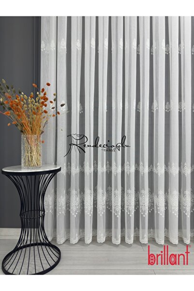 Brillant Tül Perde Marka Bambu Zemin Serpme İşlemeli Armina Desen
