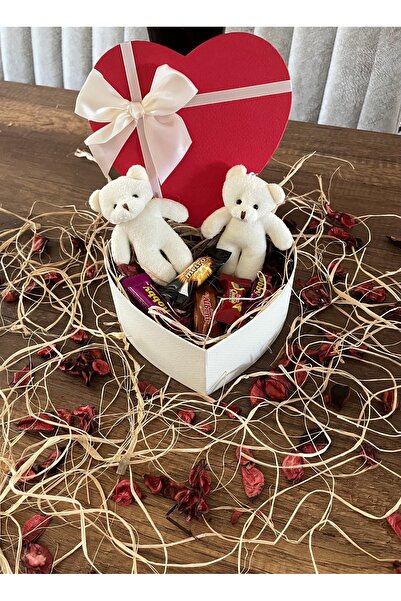 Bbspecial GÜLÜMSEGEL Kalpli Kutuda Sevgiliye Özel Gün Hediyesi Ayıcık ve Çiko...