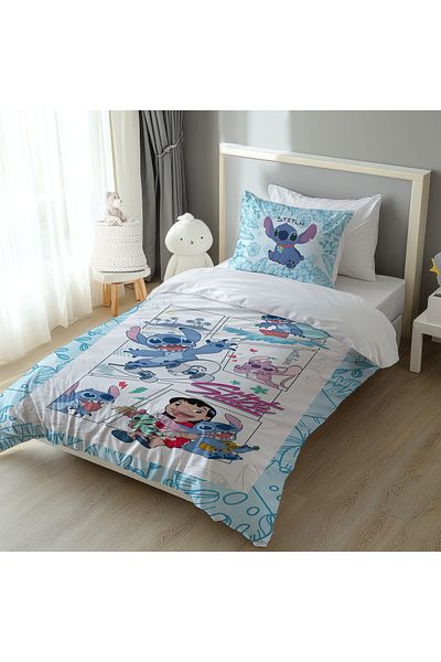 Şen Dekorasyon Sti̇tch Blue Children's Bedding Set
