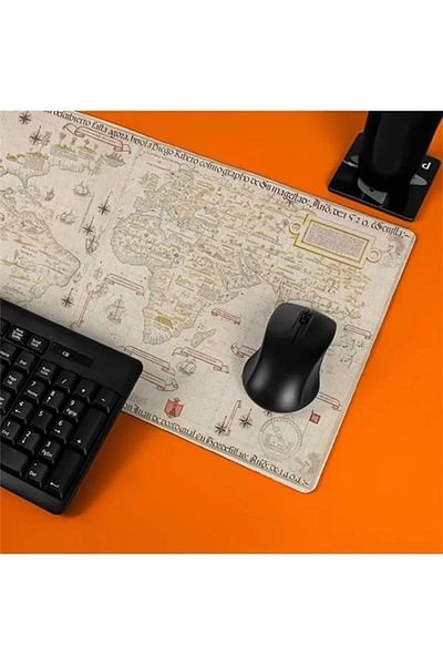 Mu Art Ahşap Old World Retro Map Design Large Size Gamer Mousepad - Mouse Pad - Mouse