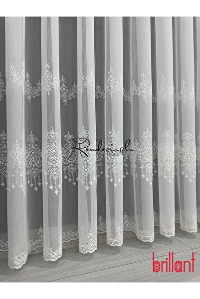 Brillant Tül Perde Marka Bambu Zemin Serpme İşlemeli Armina Desen