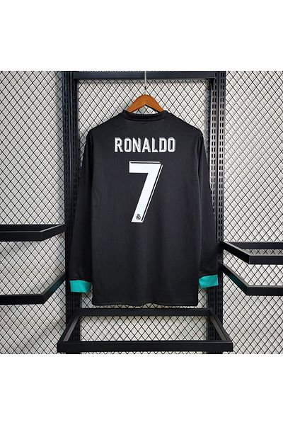 MONTENERO R. Madridd 2017-18 Kiev Champions League Final Cristiano Ronaldo Jersey (Black-Long-Sleeve)