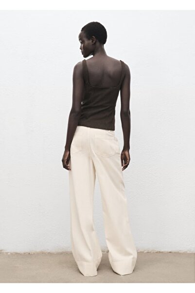 MANGO Woman Wide leg dikiş detaylı denim pantolon