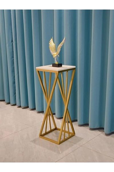 Türkiye VITAL Square Side Tables, Simple Marble Top Sofa End Tables with Metal Wire Frame and Plastic Footpa