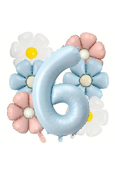 DÜVENCİ TİCARET Daisy Foil Balloon Age Birthday Balloon Set of 7