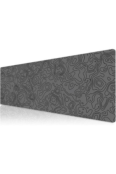 Mu Art Ahşap Klasse Pro - 10 Different Model Stitched Edges 90X40 cm Player Gaming Mouse Pad (Dark Gray Map Lines