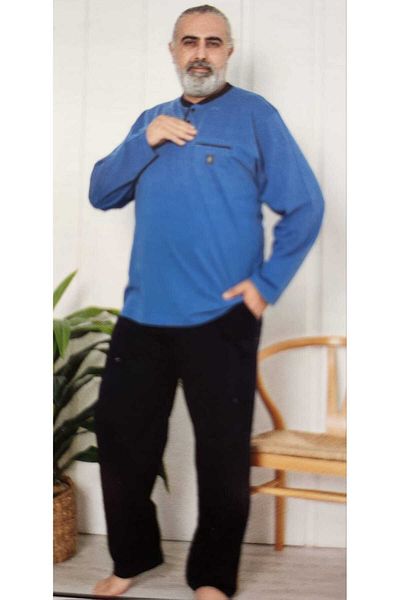 KAPİTEX Set pijamale pentru bărbați din bumbac cu mâneci lungi, mărime mare 5841