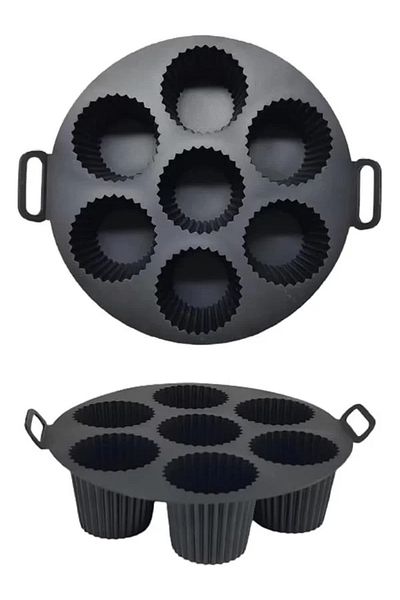 NZM TİCARET قالب خبز الكيك السيليكون من Airfryer مع 7 أقسام، كوب خبز الكيك السيليكون الهواء