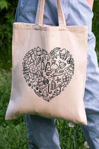 ÇELİKLER HEDİYE New Year Printed Cloth Bag with Heart Design