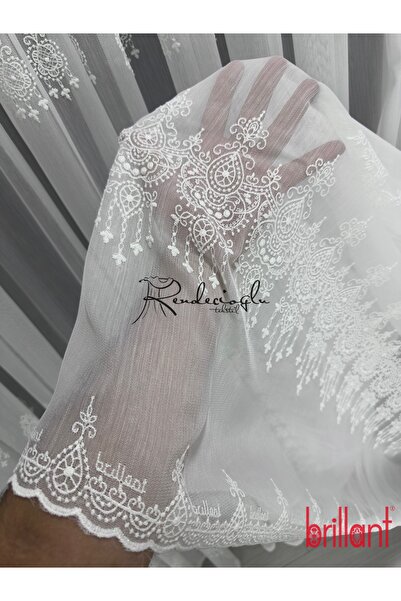 Brillant Tül Perde Marka Bambu Zemin Serpme İşlemeli Armina Desen