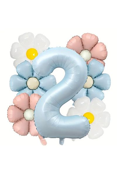 DÜVENCİ TİCARET Daisy Foil Balloon Age Birthday Balloon Set of 7