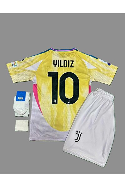 BYSPORTAKUS Kenan Yıldız 2024-25 Yeni Sezon Juventus Deplasman Çocuk Forması 4'lü Set