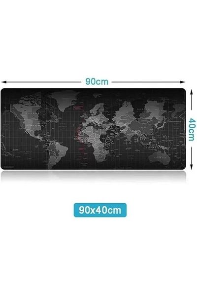 Mu Art Ahşap 90X40 Large Size XXL World Patterned Mouse Pad Rubber Bottom Base, Soft Fabric Gamer