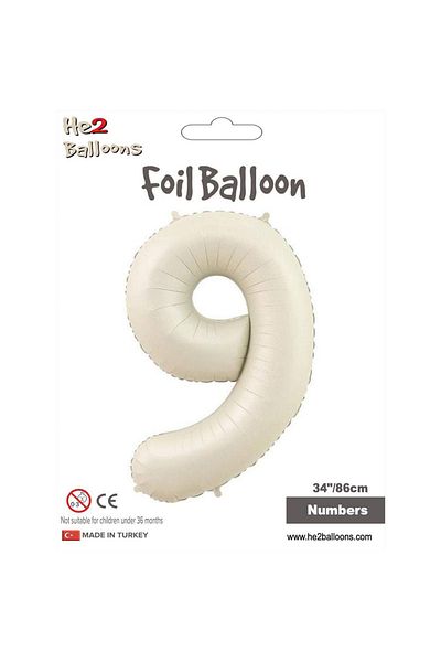 ALPJOY Number Foil Balloon 34''/ 86cm Cream -9-